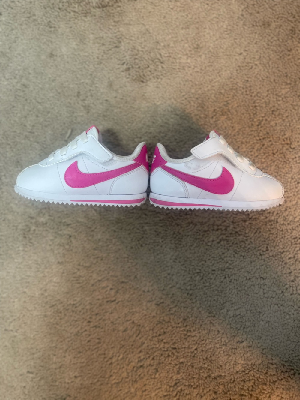 Nike White Sneakers with Hot Pink Swoosh